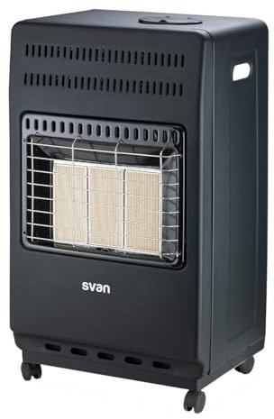 Svan Estufa Catalítica de Gas 4200 W Negro. SVCA34CAT, Calefacción por plato cerámico, Sensor antivuelco, Apto para Butano/Propano/LPG