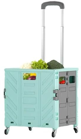 Trolley Foldable Rolling Crate Shopping Trolley Outdoor Draw Bar Box Heavy Duty Folding Box Basket Rolling Tote With Wheels For Camping, Festival, Garden & Pallet Truck Trans(As show 4 Wheels L-01)