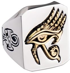 MAGIIE guld herrring silver, ring horusöga, fyrkantiga sigillringar, rostfritt stål stora ringar för män och män, Rostfritt stål, Ingen ädelsten