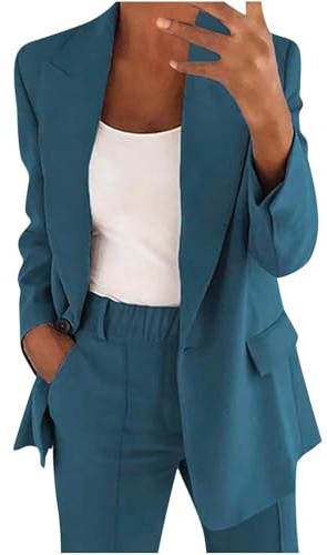 Elegant bröllopskostym för kvinnor | 2-delat set långärmad knapp blazer med hög midja byxor för företag arbete kontor formella byxor kostymer blazer kostym set kvinnor rea plus size, Gn3, XL
