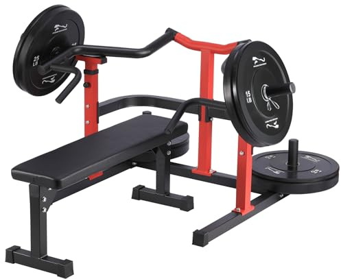 GarveeLife Chest Press Machine With Adjustable Flat Bench, Versatile Bench Press Rack for Home Gym, Bench Press Machine With Independent Converging Arms, Heavy-Duty Steel Structure With Smooth Bearings