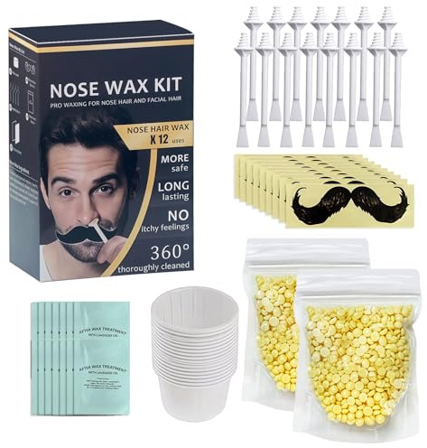 100g Kit de Cire pour Nez, Épilation Nez et Oreilles,Kit de Épilatoire pour le Visage, Pour Hommes et Femmes, Élimination Douce des Poils Indésirables, Pour la majorité Types de Peau
