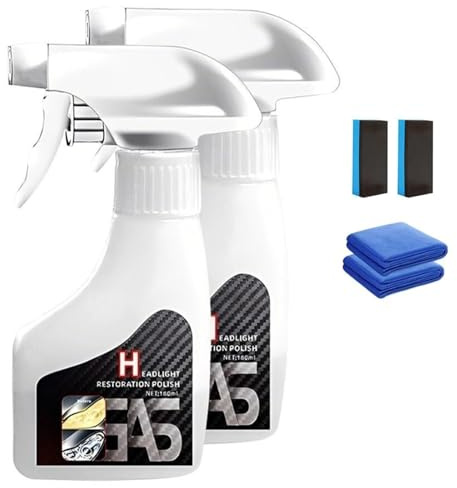 Líquido restaurador de Faros de automóvil, Kit de restauración de Faros de automóvil, Elimina la oxidación y el amarilleo, Revestimiento Transparente, pulidor y restaurador.(2SETS)