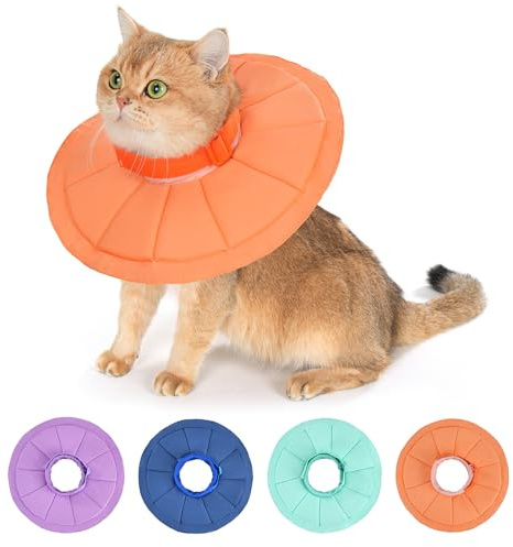 Avont Halsband för Katt Anti-Slickning, Behagligt och Mjukt Katthalsband, Månhalsband för Katt Anti-Huvudkrabbning, Justerbart och Vikbart Återhämtningshalsband - Orange (S)