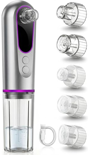 Aspirador removedor de puntos negros, extractor de poros recargable, aspirador de poros con 5 cabezales de succión y 3 niveles ajustables, extractor de comedones faciales