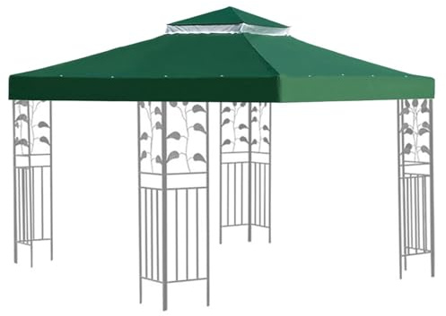 Pavillon-Abdeckung, 3 x 3 m, strapazierfähig, wasserdicht, doppelstöckig, Ersatzabdeckung für den Außenbereich, für Terrasse, Hinterhof, Garten, Terrasse, Pool, Camping, Picknick,