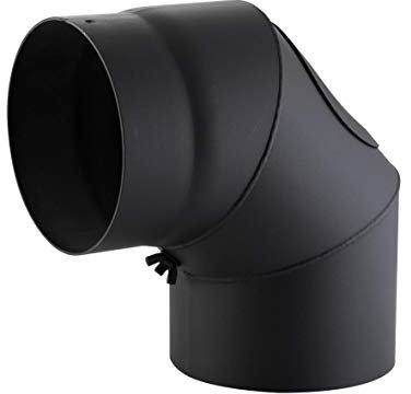 Kamino-Flam Tuyau de Poêle Coude, Coude de Poêle 90° en Acier Laqué Senotherm, Résistant à la Chaleur, Coude Cheminée Testé EN-1856-2, Noir, Ø env. 150 mm, Épaisseur d'env. 2 mm