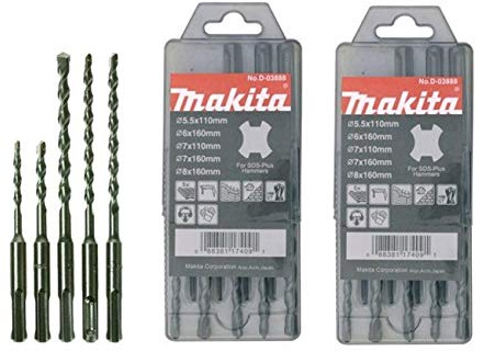 Makita D-03888 Standard SDS Plus 5 Piece Drill Bit Sets - Twin Pack