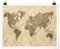 Poster - Papier Weltkarte Beige Braun - Selbstklebend seidenmatt 60x80cm