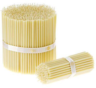 Danilovo 100 candele di cera d'api bianche – candele ortodosse per preghiera, rituali, decorazione da tavolo matrimonio – atossiche senza fuliggine prodotti sostenibili N120 altezza: 15 cm, Ø 5,4 mm