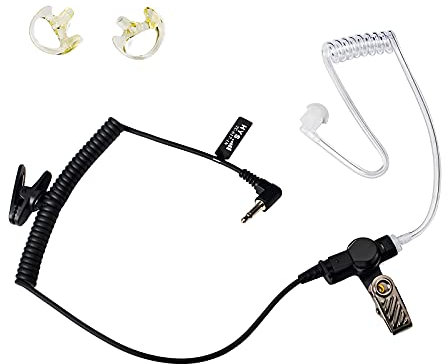 TWAYRDIO Walkie-Talkie 3,5-mm-Ohrhörer, verdeckter Kopfhörer, Headset mit einem Paar mittelgroßen Ohrhörern für 1-poliges Zwei-Wege-Radio, Motorola, Kenwood, Vertex, Yaesu Lautsprecher, Mikrofon