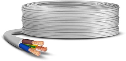 3 Core White 3183Y Flexible PVC Electrical Mains Cable BASEC Approved, 0.75mm(3 Meter)