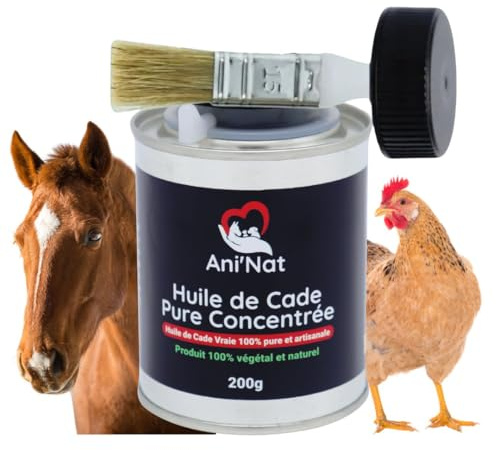 AniNat Olio di Cade Pure Concentrato 100% naturale – Pennello applicatore incluso – Cura delle zampe di gallina, zoccoli cavalli, suole ammorbidite, dermite – Vaso 200 g
