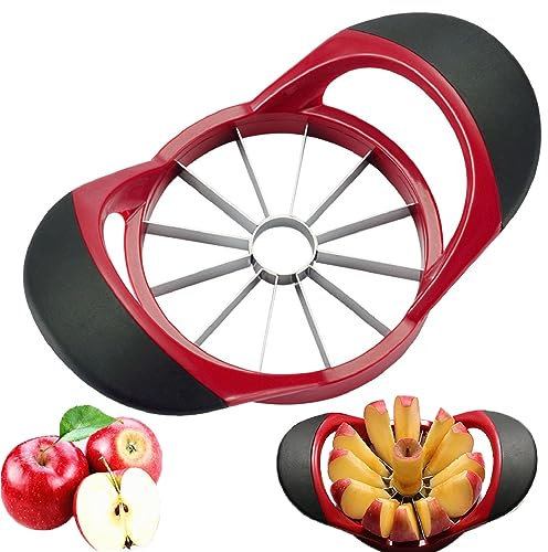Apfelausstecher Apfelteiler Apfelschneider Edelstahl Apfelschäler Obstschneider Apfelschneider mit 12 scharfen Klingen für Äpfel und Birnen