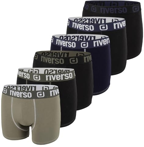 riverso Boxershorts för män, RIVOle, 6-pack, kalsonger, retroshorts, set, boxershorts, stretch, svart, grå, blå, vit, grön, röd, orange, gul, S, M, L, XL, XXL, 3XL, 4XL, 5XL, Färgblandning 6