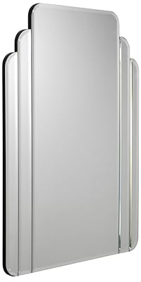 Croydex 700 x 500mm Art Deco Bevelled Bathroom Mirror Safety Backed Wall Mirror Glass, Wall Mounted with Fittings & Fixings, Ideal Bedroom Decor, Perfect for Any Room