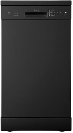 KKT KOLBE Geschirrspüler Spülmaschine | freistehend | 45 cm | Schwarz | AquaStop | Höhenverstellbarer Oberkorb | Besteckkorb | 4 Spülprogramme | 9 Maßgedecke | DW401S