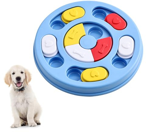 Dog Puzzle Slow Feeder Toy,Puppy Treat Dispenser Slow Feeder Bowl Whelp Toy,Dog Brain Games Dish with Non-Slip, Improve IQ Puzzle Bowl for Puppy