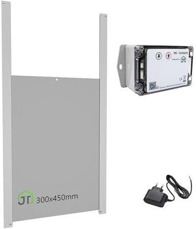 JOSTechnik - HK-Compact mit Entenklappe 300x450; Hühnerklappe mit Lichtsensor 12V; automatische Hühnertür; Dämmerungsgesteuert in verschiedenen Klappengrößen (Enten 300x450)