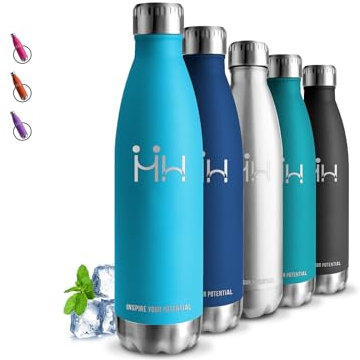 Gourde Isotherme, Gourde 750 ml, Sans BPA, Gourde Sport, 24h Froid & 12h Chaud, Gourde Inox, Anti Fuite, Bouteille Isotherme, Facile à Transporter, Gourde Metal, pour Camping, École, Running, Yoga