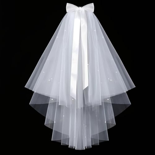 ZORVYN Voile de Mariée Court, Tulle Élégant avec Peigne, pour Enterrement de Vie de Jeune Fille, Mariage de Rêve, Accessoires de Mariage (60 cm)