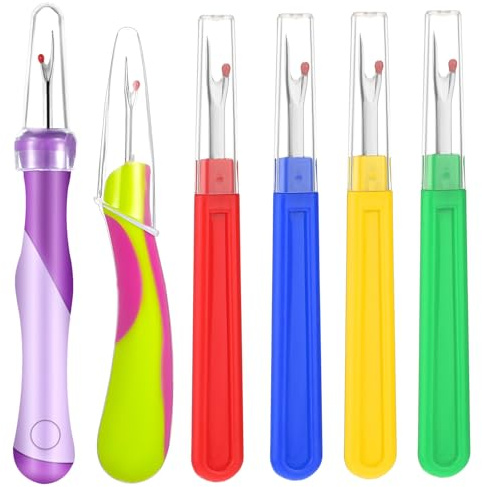 YBEATY 6 Pcs Seam Rippers Remover Stitch Tool Seam Ripper and Thread Remover Handy Unpicker Ergonomic Grip Sewing Accessory Supply for Sewing Crafting Embroidery Hand Knitting Cross Stitching