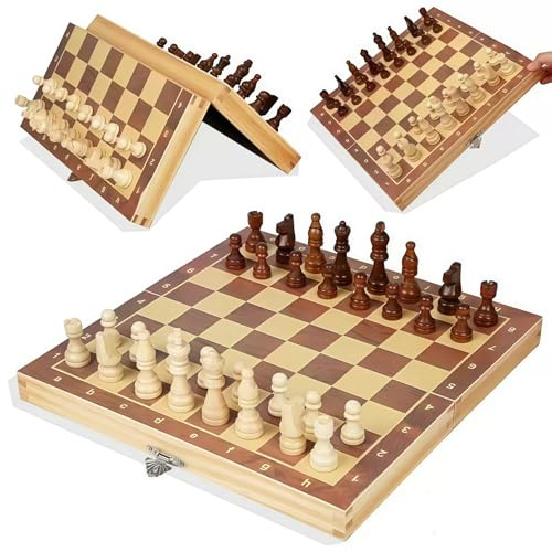 Jeu D'éChecs, Echiquier Magnetique, éChiquier en Bois Portable Pliable pour Enfants Adultes, éChecs De Voyage, Jeux De Stratégie Loisir Creatif Game (29 * 29cm)
