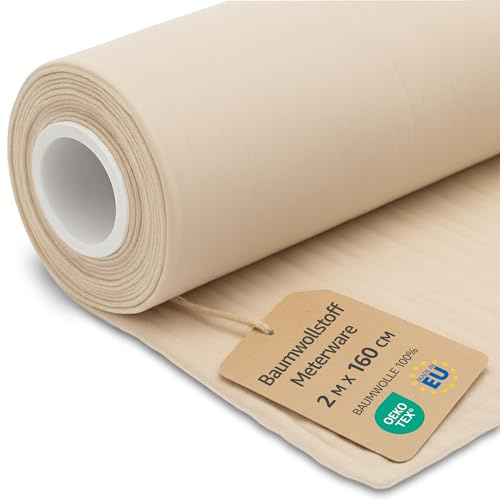 Tyg på metervara Bomull 2M x 160 cm - Tyger för sömnad dekoration och hantverk Perfekt för kläder heminredning och kreativa projekt Oeko-Tex Beige