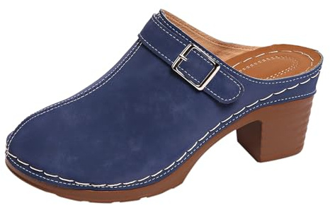 Stängda tofflor för damer, moderna, pantoletter, ortopediska med mjuk fotbädd, tofflor, blockklack, fritidsskor, mockatofflor, lätta sandaletter, eleganta fritidssandaler