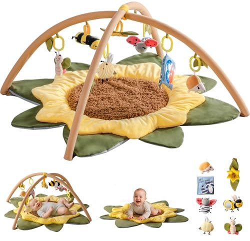 ROBUD Spielbogen Baby, Spieldecke Baby Gym Activity Decke für Bauchzeit mit 7 Abnehmbare Spielzeuge zum Greifen, Baby Krabbeldecke als Geschenk, Sensorisches Spielmatte für Neugeborene