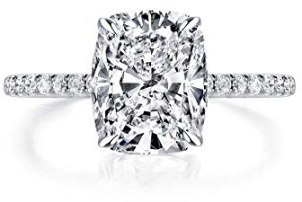 Bo.Dream Cushion Cut Cubic Zirconia CZ Engagement Rings Women Platinum Plated Sterling Silver (7)