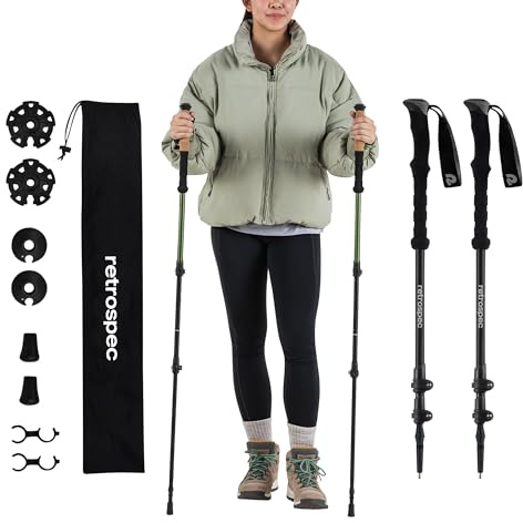 Retrospec Solstice Hiking Poles for Men & Women - Adjustable and Collapsible Lightweight Walking & Trekking Sticks - Aluminum w/Cork or Foam Grip