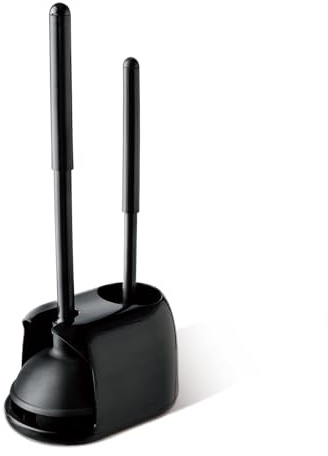 Eyliden Toilet Plunger and Brush Set, 2-in-1 Compact Holder, Black