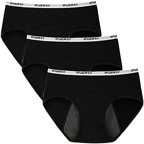INNERSY Mädchen Menstruationsunterwäsche Unterhosen Teenager Schwarz Periodenslip 3er Pack (10-12 Jahre, Klassisches Schwarz)
