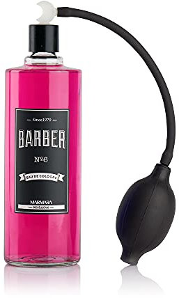 BARBER MARMARA No.6 Eau de Cologne Herren mit Ballpumpe Zerstäuber im Glas Flacon 1x 500ml - After Shave Men - Duftwasser - Rasierwasser Männer - Erfrischt kühlt - Barbershop Spray - Body Spray