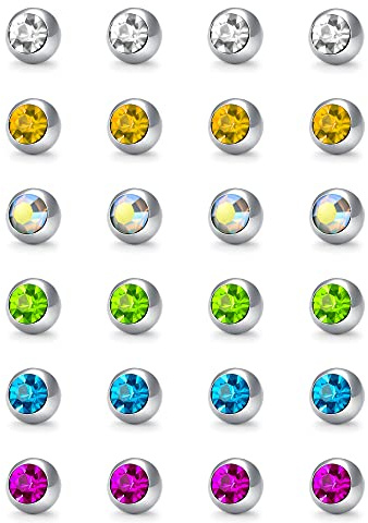 AceFun Gioielli Piercing 14G - Sfere di Ricambio 5mm Filettate Esternamente per Ombelico, Lingua, Capezzolo, Industriale - Plastica e Metallo