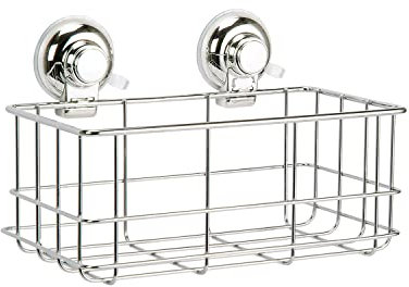 Gedy | Hot Portaoggetti Doccia Rettangolare in Filo Cromato e Fissaggio a Ventosa, Dimensioni 17 x 26,2 x 15,7 cm e Peso 0,475 kg