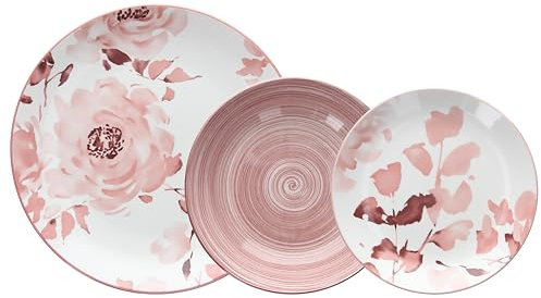 Tognana Roselyn, Servizio piatti 18 pezzi, porcellana, rosa