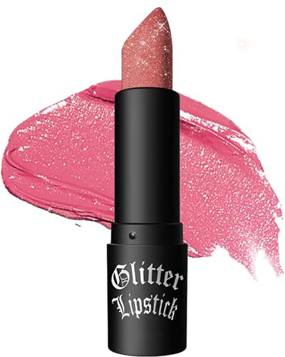LYSdefeu Rossetto Glitter,Rossetto Glitterato,Rossetti Lunga Durata,Lucidalabbra Labbra Scintillante Finitura Metallica Opaca Impermeabile,brillantini Lipstick Regali Di Natale Per Halloween - 02Rosa