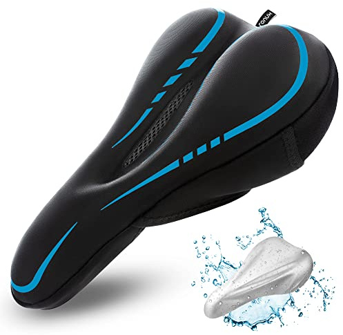 ronux RONUX Cojín estrecho para asiento de bicicleta, espuma viscoelástica y gel extra cómodo, cojines para sillín de bicicleta, ejercicio, carretera, pelotón, bicicletas de montaña, cómodos accesorio