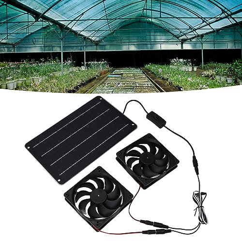 Topyond Kit De Ventilateur Solaire 20 W, Conception à Double Ventilateur, énergie Solaire économe en énergie pour Serres, Camping-Cars, Maison pour Animaux Domestiques, Ventilation Et Refroidissement