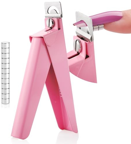 Saviland Coupe-ongles en Acier Inoxydable, Guillotine Capsule Ongle avec 15 Mesure Aimants, Coupe Ongle Professionnel pour Faux Ongles Capsules, Pince Ongle pour Ongles Acryliques (Rose)