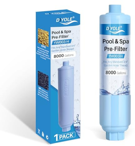 Garden Hose Filter for Filling Pool,Garden Hose Filter for Filling Hot Tub/Spa, Greatly Reduces Sediment, Chlorine, Heavy Metals and Odors, Standard 3/4 Garden Hose Thread, Up to 8,000 Gallons