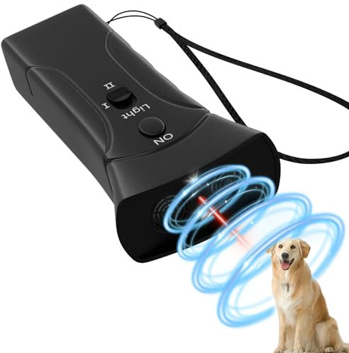 Antibell Ultraschall Gerät, 2 Modi Anti Bell Gerät Hunde mit Stroboskop Taschenlampe, 25 Fuß Hundetrainings Antibell für Hunde für Meisten Hunde im Innen und Außenbereich Handheld Anti Bellen Gerät