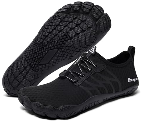 Racqua Water Shoes Mens Quick Dry Sea Womens Beach Swim Barefoot Breathable Lightweight Slip On Hiking Boat Pool Outdoor Surfing Diving Shoes Black EU 40 = UK 6.5