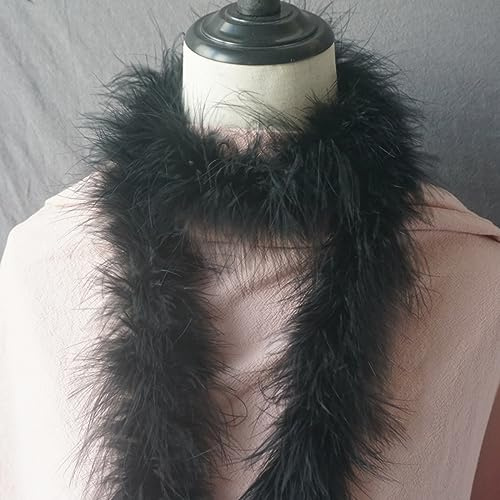 Fjäderboa dam, 2 m fluffig fjäder boas, fjäderhalsduk fjäderstola fjäderboa av kalkonfjädrar fjäderhalsduk karneval kostym för 20-talet Charleston temafest jul, svart