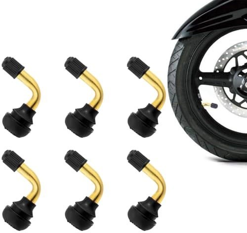 Heanvmyss Stem Bent 90 Degree Angled,6 Pcs Leak-proof Tubeless Tyre,Anti-leak Motorcycle Tire Valve with Safety Cap,Universal Vacuum Scooter Valve for Vehicle Wheels