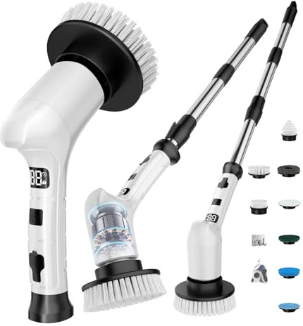 Electric Spin Scrubber,Cordless Power Cleaning Brush with Long Handle