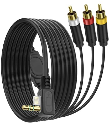 MEIRIYFA Compatible with PSP AV Audio Video 3RCA Adapterkabel für PSP 2000 3000 HDTV HD Komponente Audio Video Ersatz Kabel (Schwarz, 1.8M)