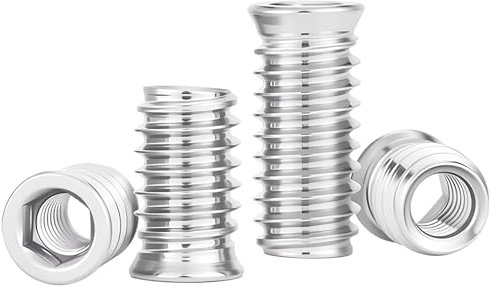 Ctyjia 25 Piezas Tuercas para Madera, M4 x 10mm Inserto de Rosca de Madera, Insertar Tuercas Acero al Carbono Galvanizado, para Muebles